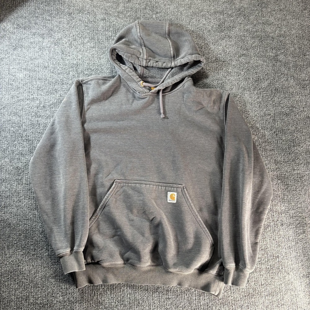 Carhartt Hoodie Mens Medium Gray Fleece Pullover Kangaroo Pocket Original Fit